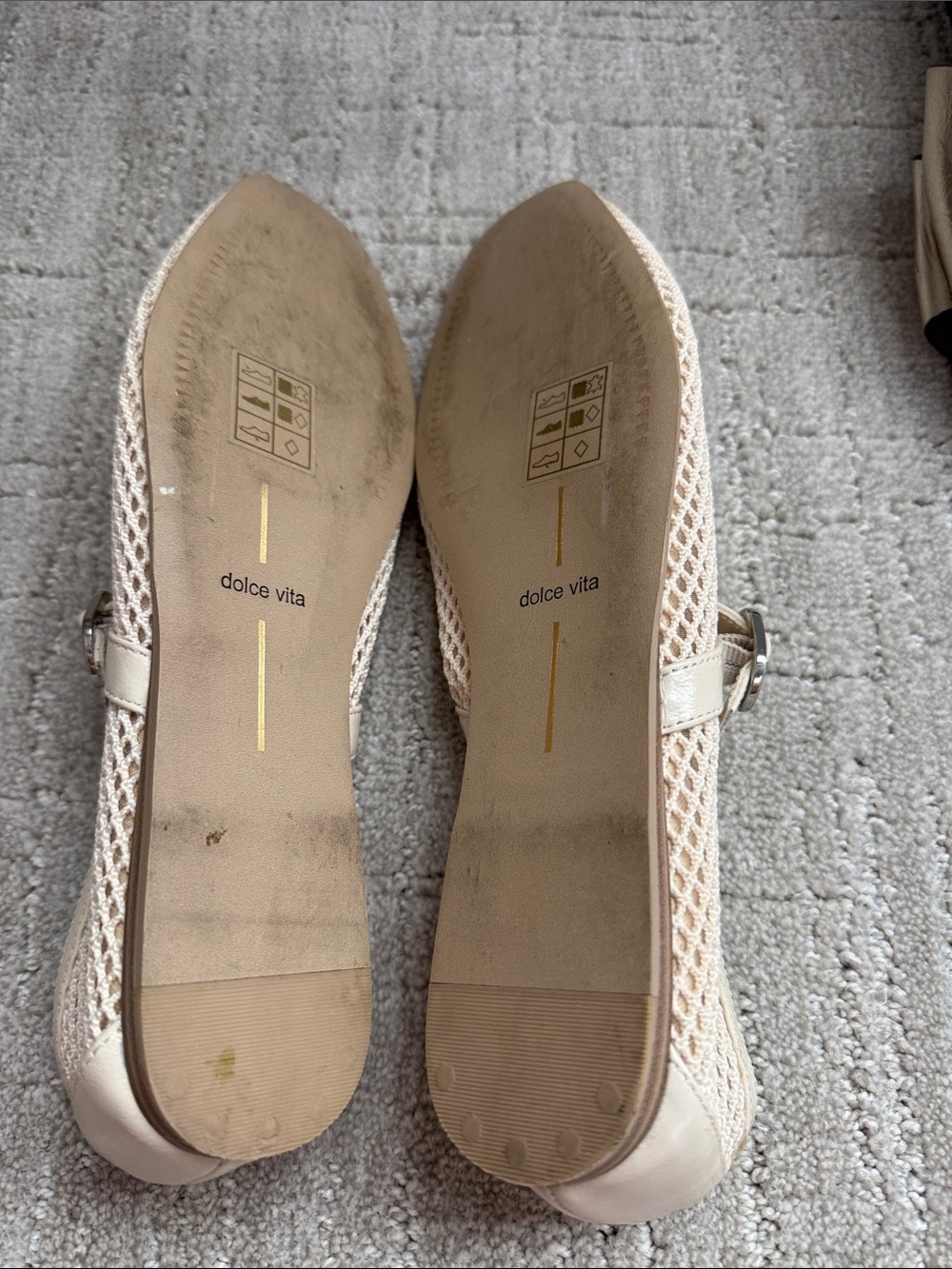 Dolce Vita Cream Mesh Mary Jane Flats with Adjustable Strap, worn once, size 8 - Picture 3 of 3